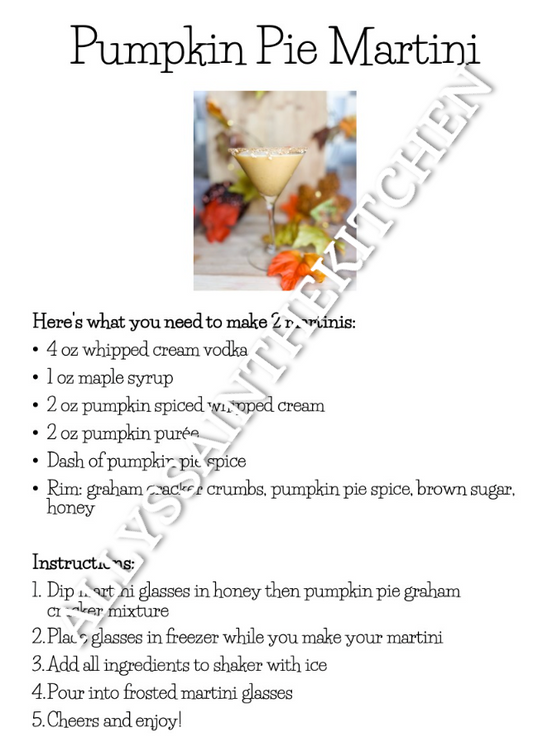 Pumpkin Pie Martini Recipe Card