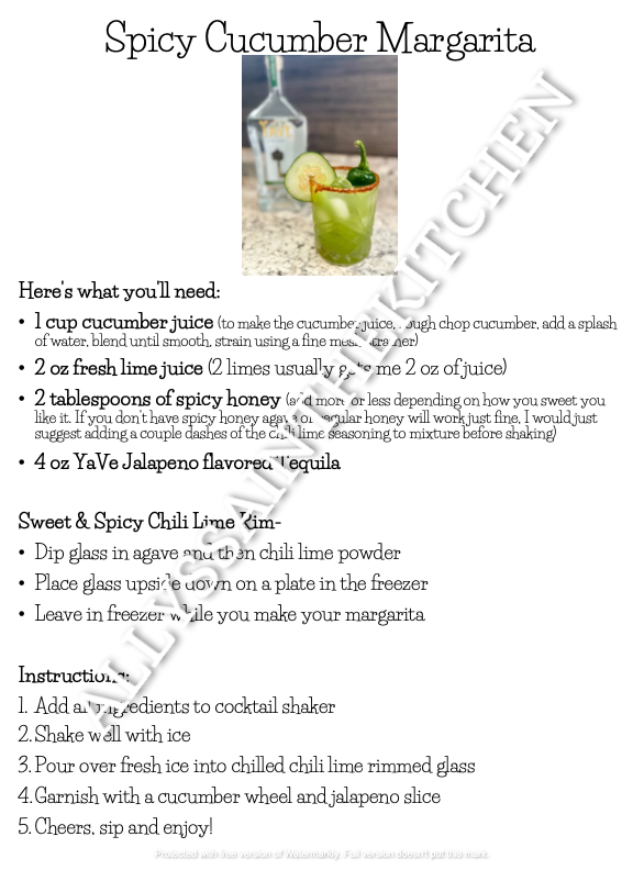 Spicy Cucumber Margarita Recipe Card