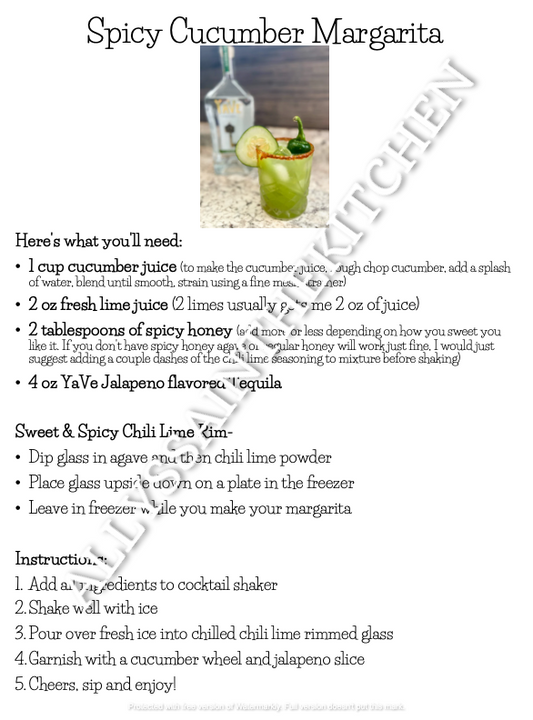 Spicy Cucumber Margarita Recipe Card